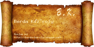 Berda Károly névjegykártya